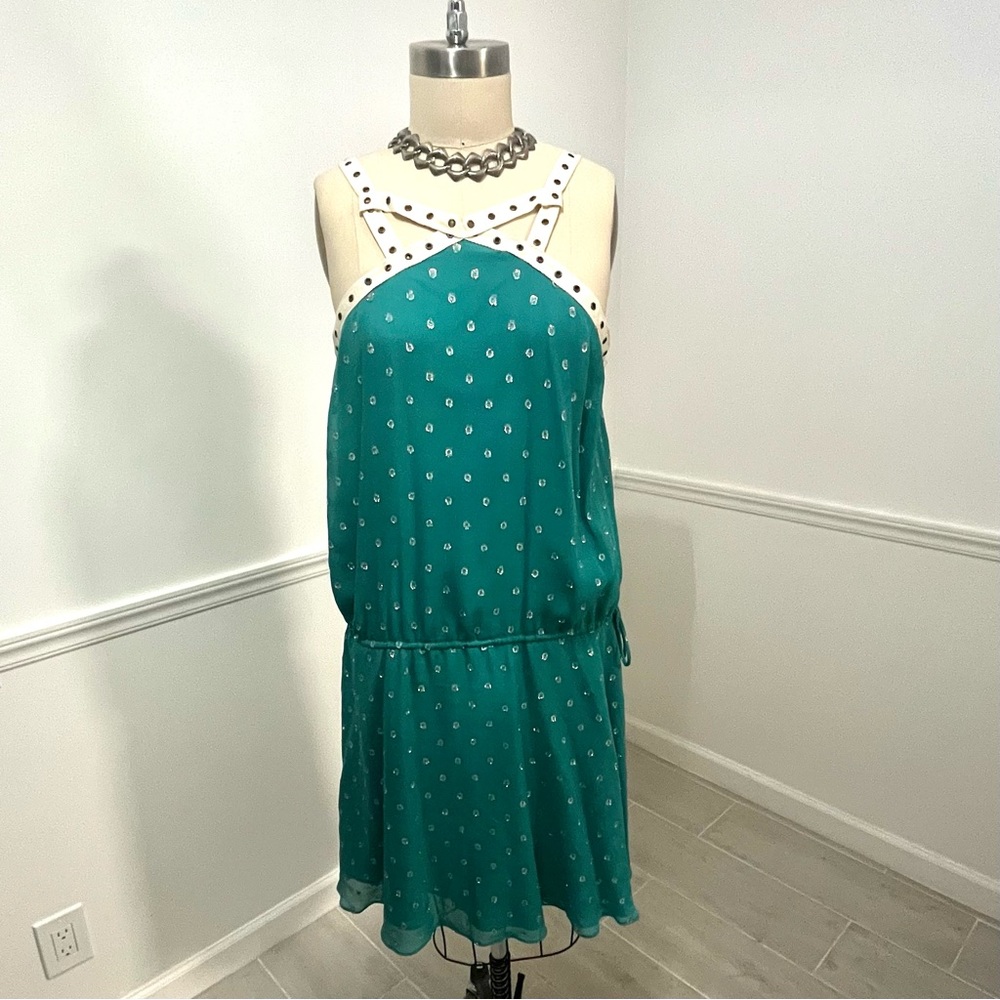 Designer silk flapper style drop waist dress
